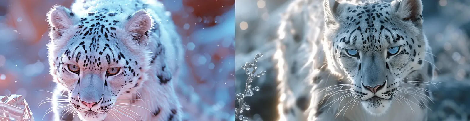 3D立体逼真动物雪豹行走场景摄影海报midjourney关键词咒语