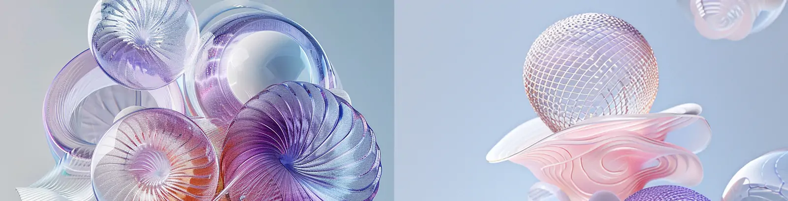 3D立体彩色渐变抽象艺术磨砂玻璃球体空间海报midjourney关键词咒语