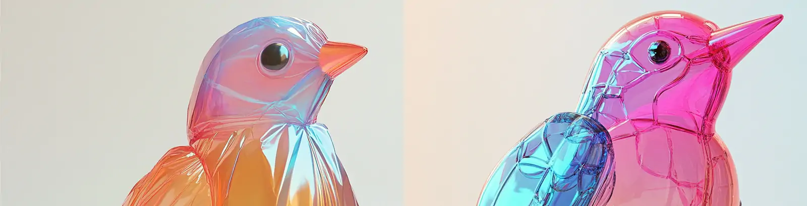 彩色渐变半透明充气动物鸟气球摄影海报midjourney关键词咒语