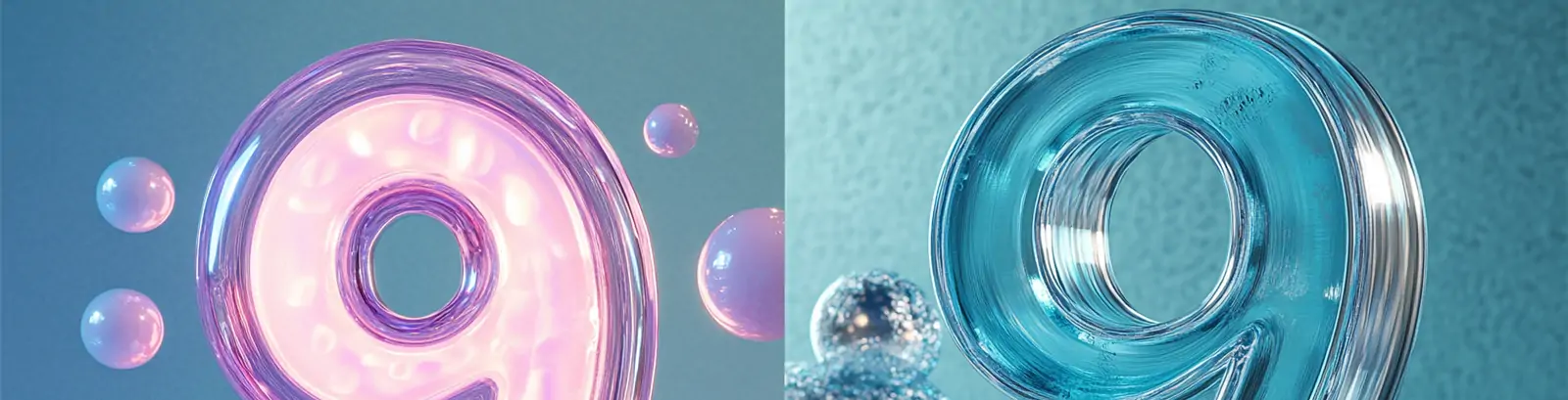 3D立体彩色透明数字9透视模型midjourney关键词咒语