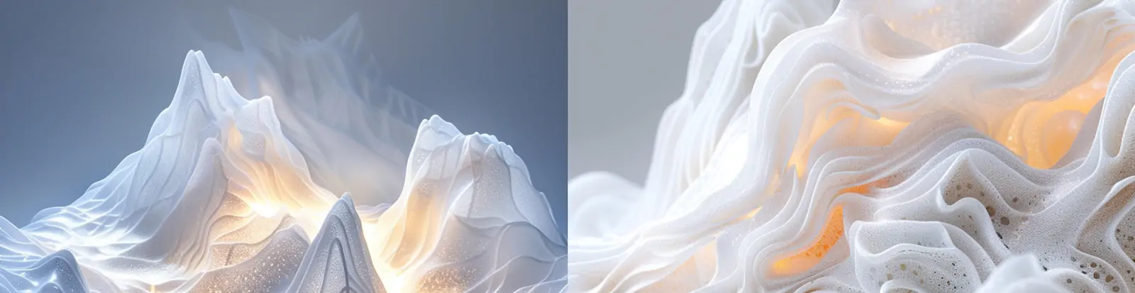 3D逼真立体自然山脉风景光效发光体模型场景海报midjourney关键词咒语