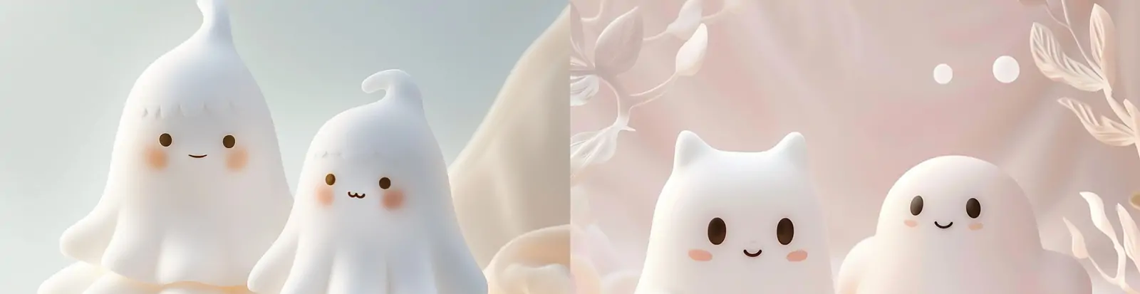 手绘可爱动漫卡通幽灵鬼混形象插图海报midjourney关键词咒语