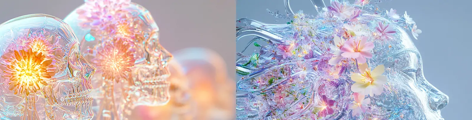 创意3D立体彩色透明水晶玻璃人物模型抽象艺术摄影海报midjourney关键词咒语