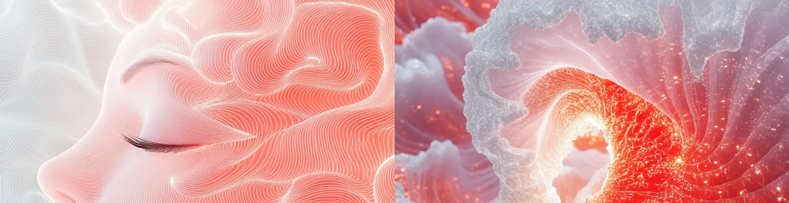 抽象艺术西西弗斯头脑中红白相间人物形状爱情图案背景midjourney关键词咒语