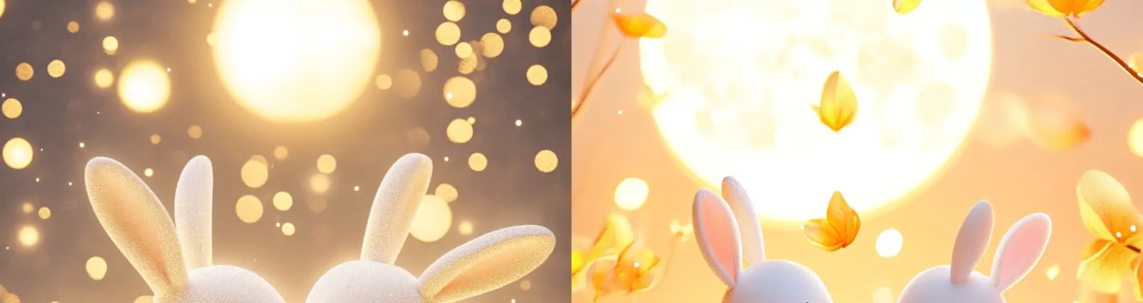 中国风传统节日中秋节3D立体玉兔月饼月亮场景插图海报midjourney关键词咒语