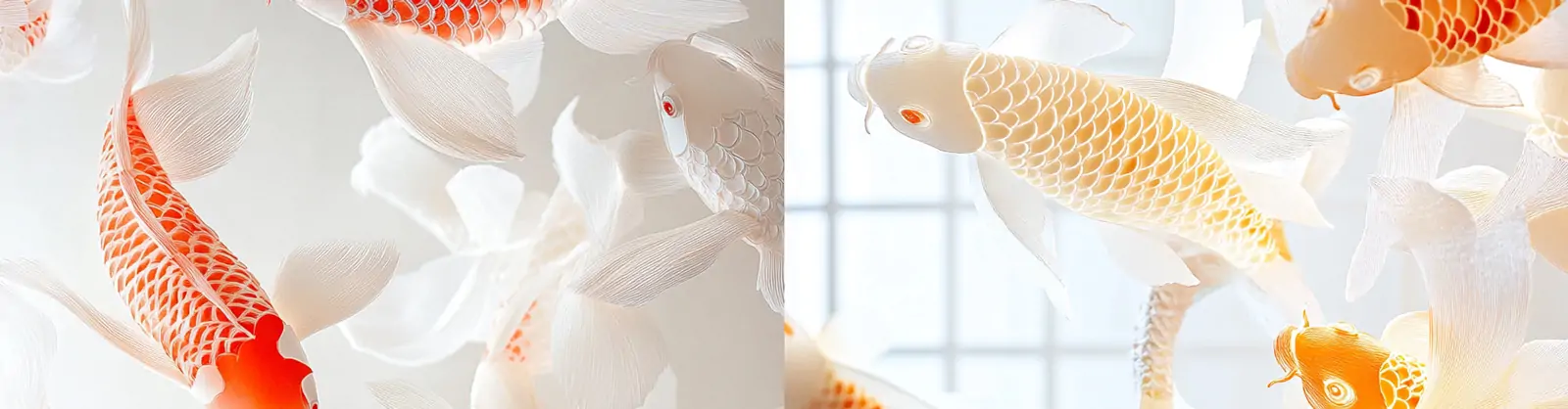 中国风红色锦鲤鱼3D打印装饰图案艺术摄影海报背景midjourney关键词咒语