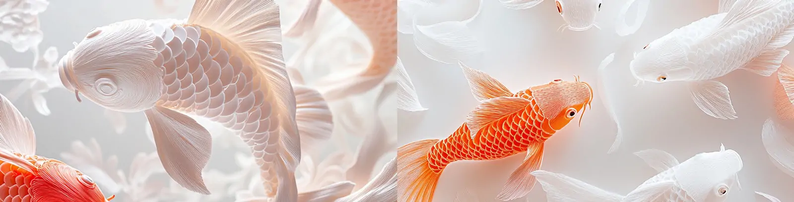 中国风红色锦鲤鱼3D打印装饰图案艺术摄影海报背景midjourney关键词咒语