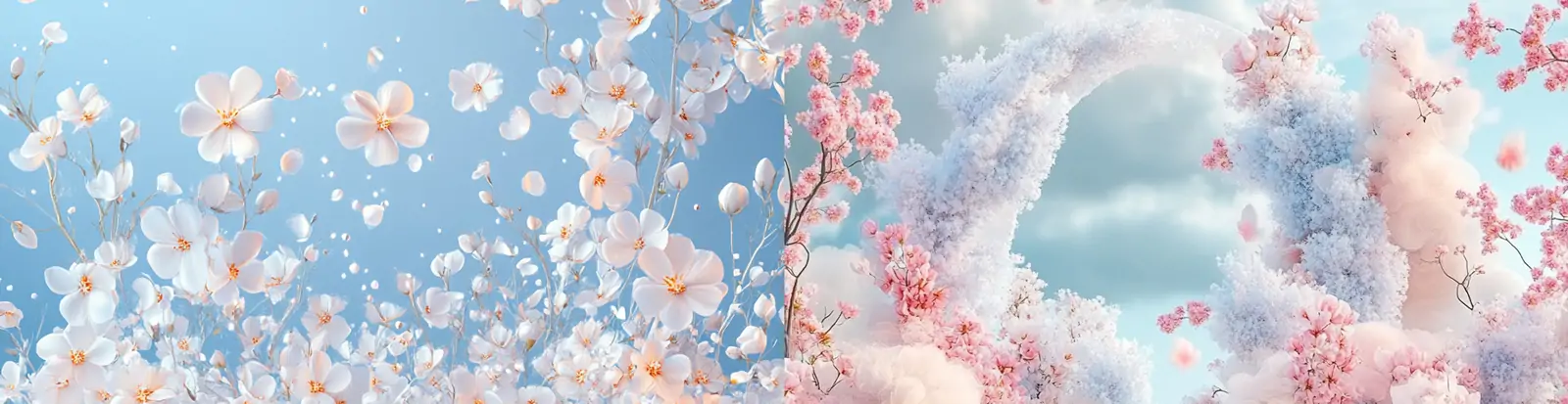 超现实主义3D立体彩色鲜花植物梦幻舞台展台空间海报背景midjourney关键词咒语