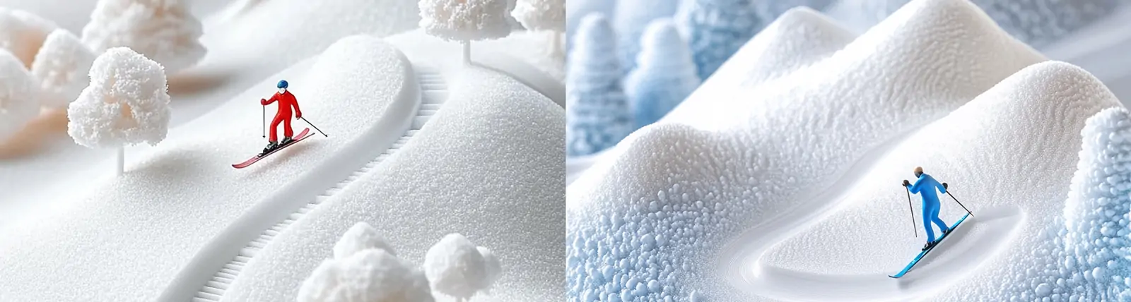 3D立体冬天人物滑雪动作场景微观模型海报midjourney关键词咒语