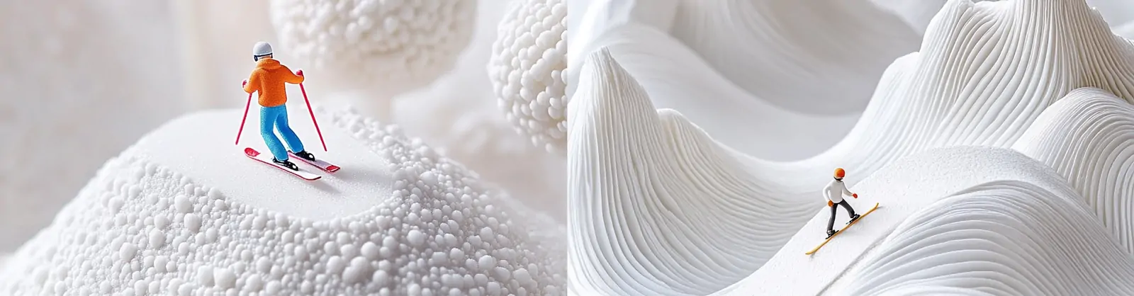 3D立体冬天人物滑雪动作场景微观模型海报midjourney关键词咒语