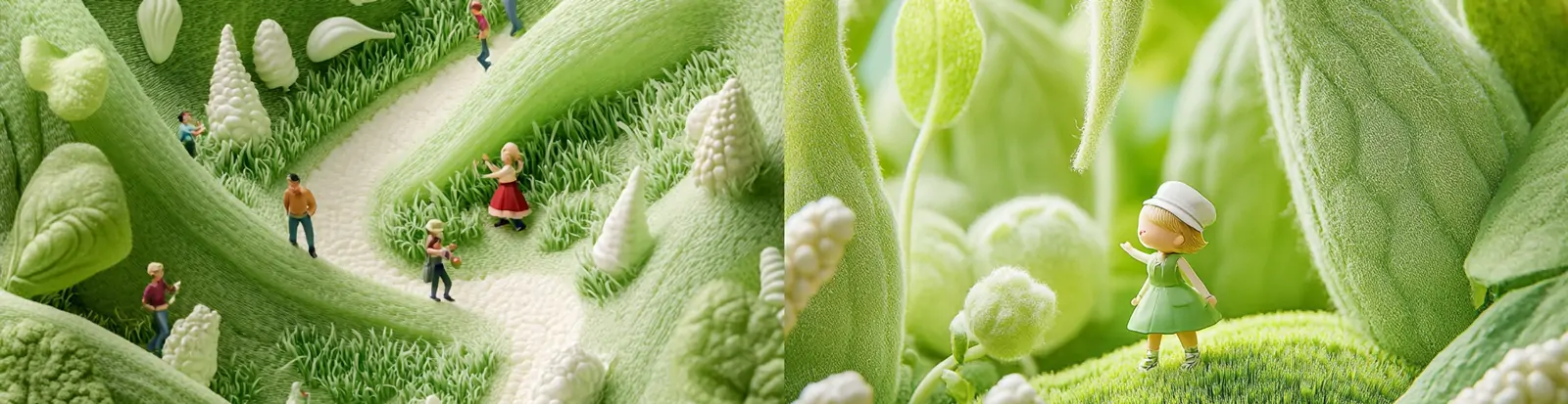 创意绿色3D立体玉米地微观场景逼真玩具雕塑模型海报midjourney关键词咒语