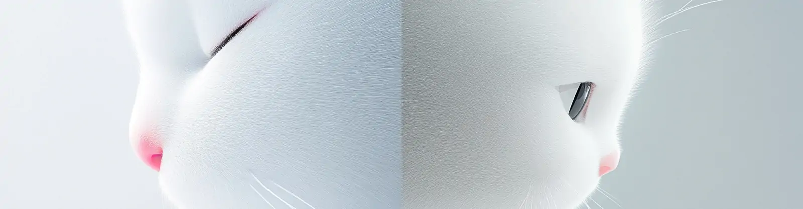 创意极简主义巨型白色猫咪微观人物对视艺术摄影海报midjourney关键词咒语