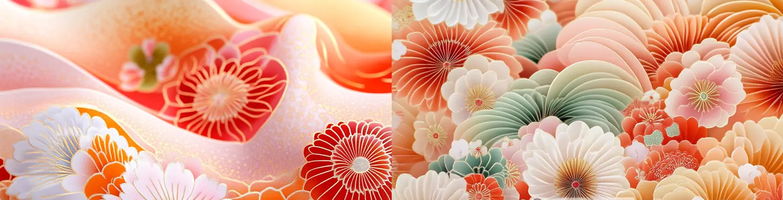 中国风彩色鲜花植物花纹图案海报背景midjourney关键词咒语