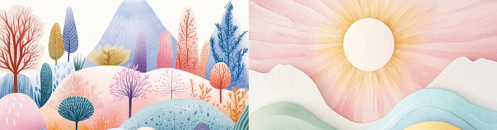 极简主义手绘彩色波浪线条水彩风景纹理图案插画封面背景midjourney关键词咒语