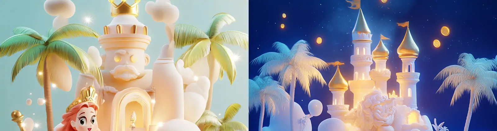 3D立体动漫卡通可爱愤怒公主老虎机游戏金币场景插图海报midjourney关键词咒语