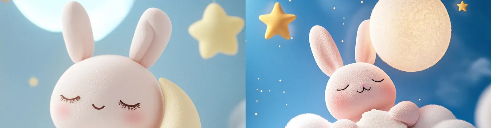 可爱兔子毛绒玩具梦幻云朵星星场景产品摄影海报midjourney关键词咒语