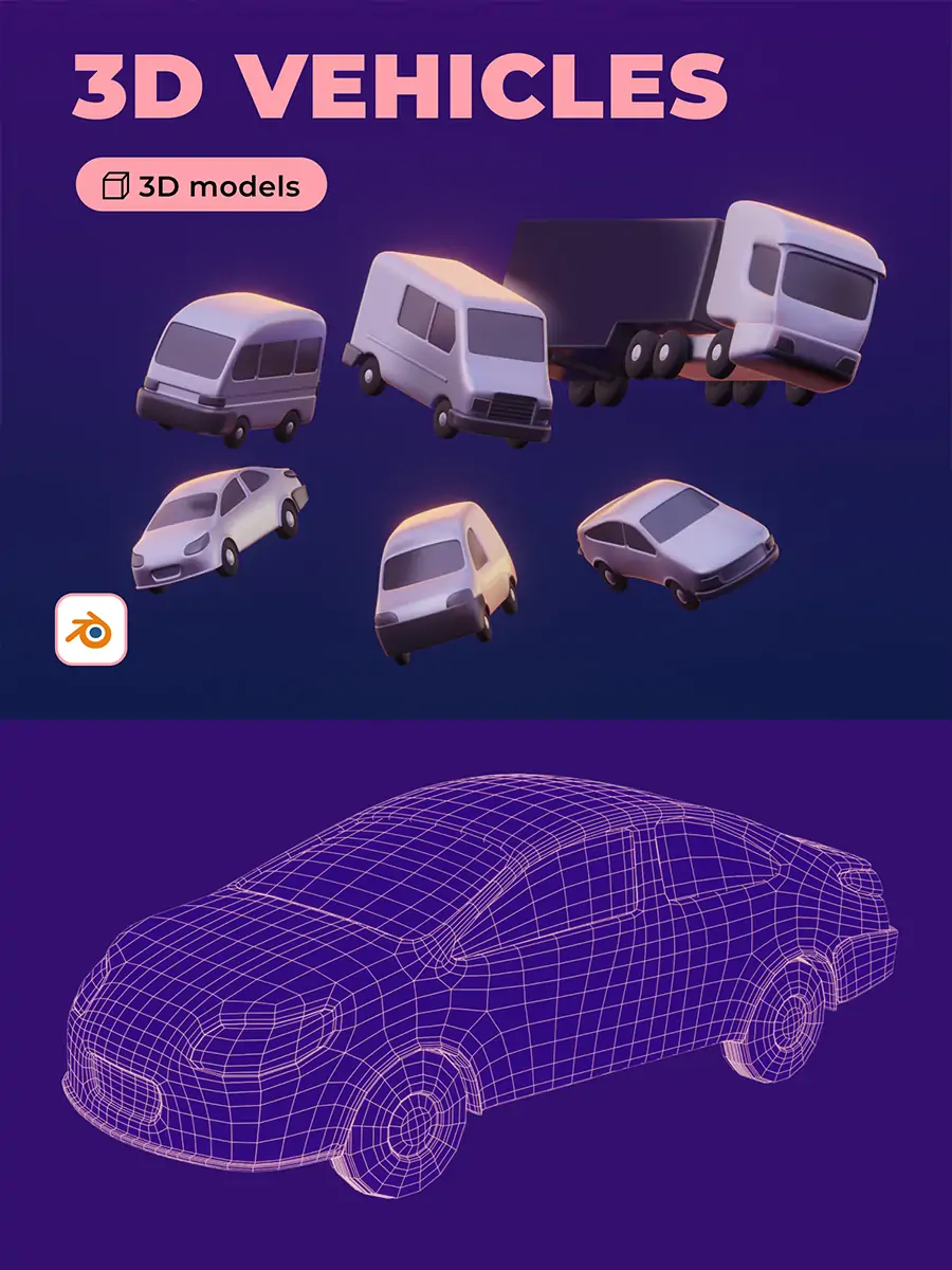 3D立体车辆汽车轿车货车png图标插图blender设计素材模型 - Ai宇宙吧--Ai宇宙吧-