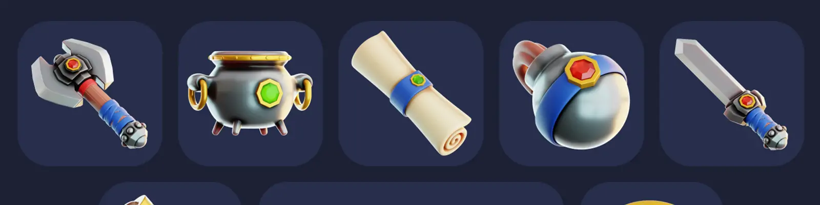 3D立体卡通游戏资产道具宝物图标插图blender设计素材模型