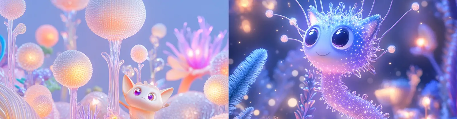 超现实主义梦幻儿童动画毛茸茸精灵动物角色形象场景插图海报midjourney关键词咒语