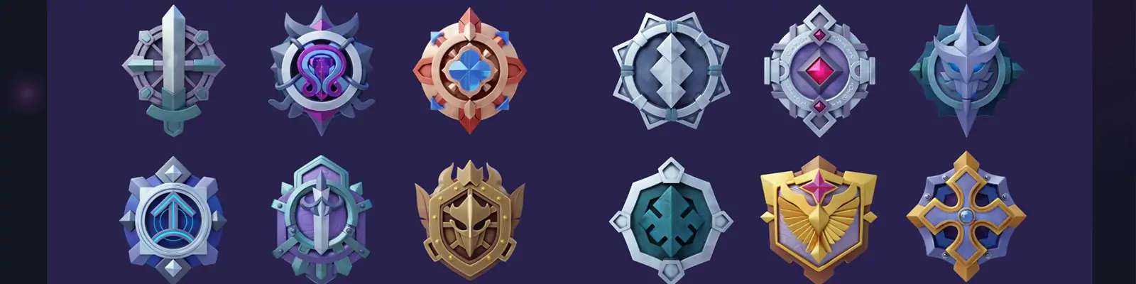 3D立体卡通游戏资产徽章盾牌图标插图blender设计素材模型