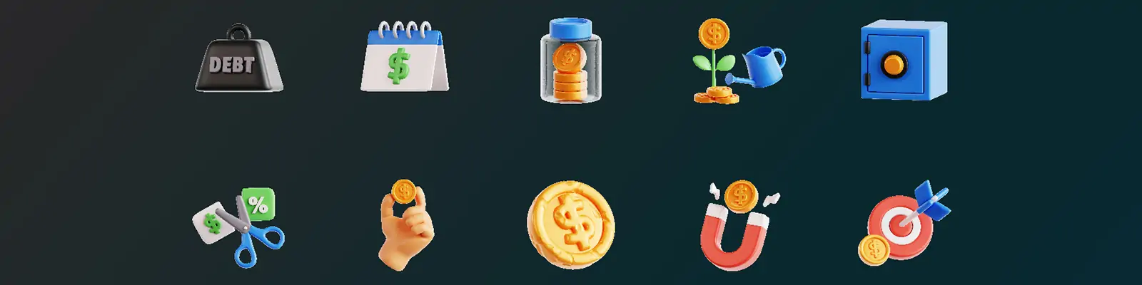 3D立体金融经济理财钱币元素图标插图blender设计素材模型