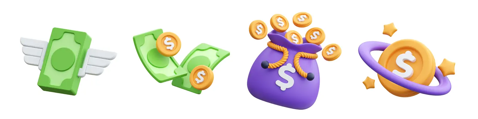 3D立体金融经济理财钱币元素图标插图blender设计素材模型