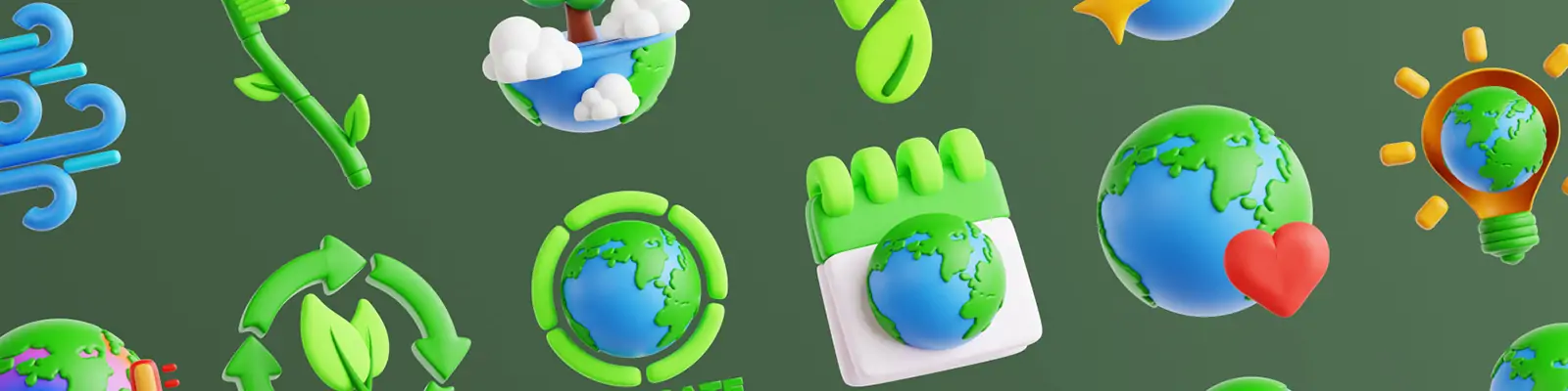 3D立体绿色环保地球能源循环利用图标插图blender设计素材模型