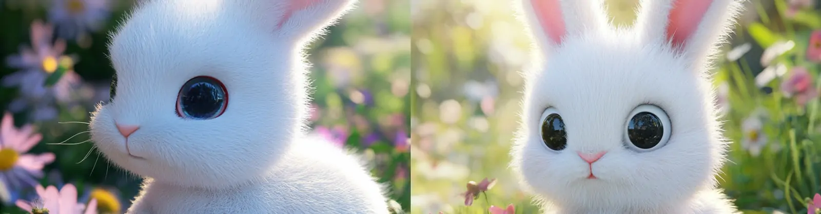 可爱3D立体逼真动物毛茸茸兔子花园摄影海报midjourney关键词咒语