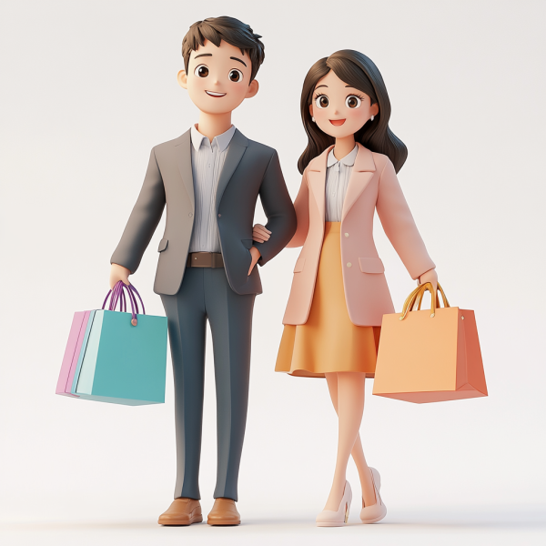 商务情侣商场购物Midjourney关键词咒语-Ai宇宙吧-
