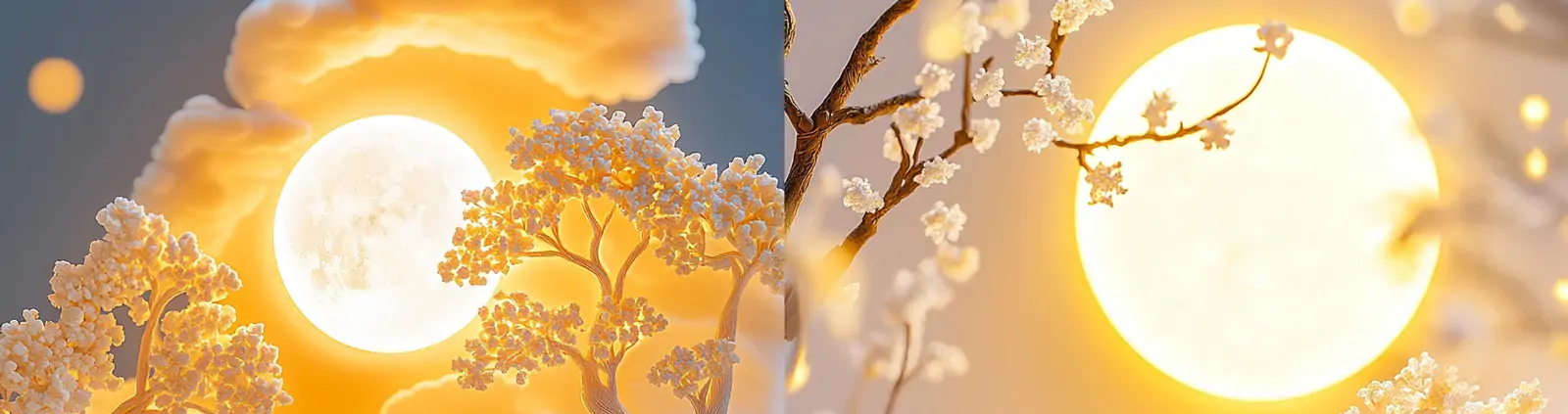 创意中国风中秋节家人团聚团圆氛围月亮立体场景微型景观艺术海报midjourney关键词咒语