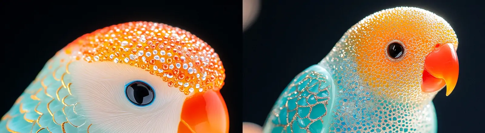 自然彩虹色长尾小鹦鹉动物手工艺品特写摄影海报midjourney关键词咒语