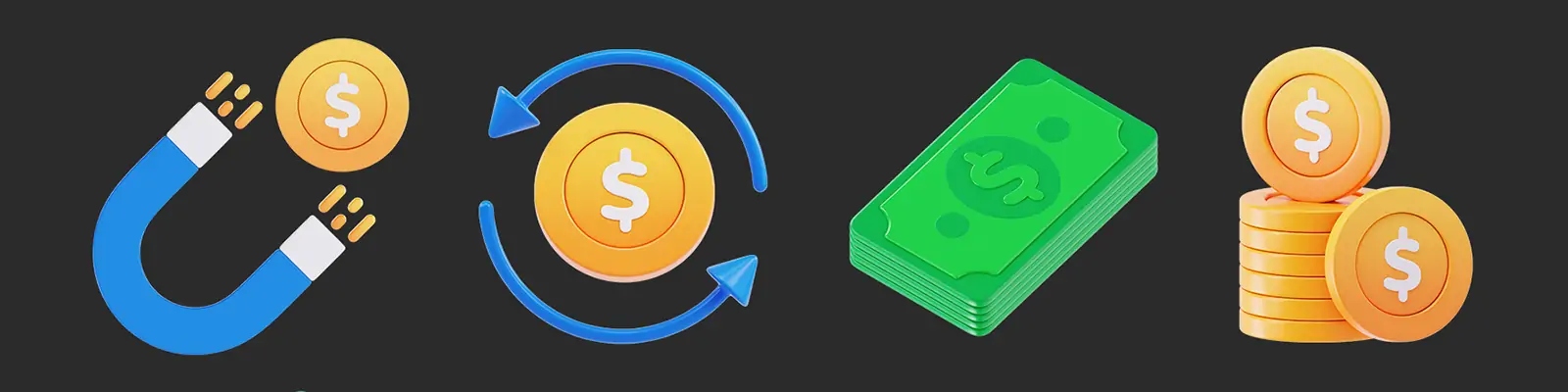 3D立体金融经济理财钱币元素图标插图blender设计素材模型