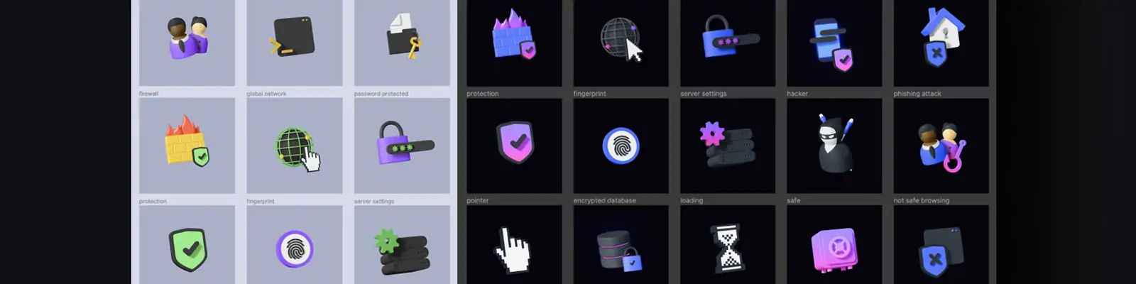 3D立体网络安全防护png图标插图设计素材blender模型