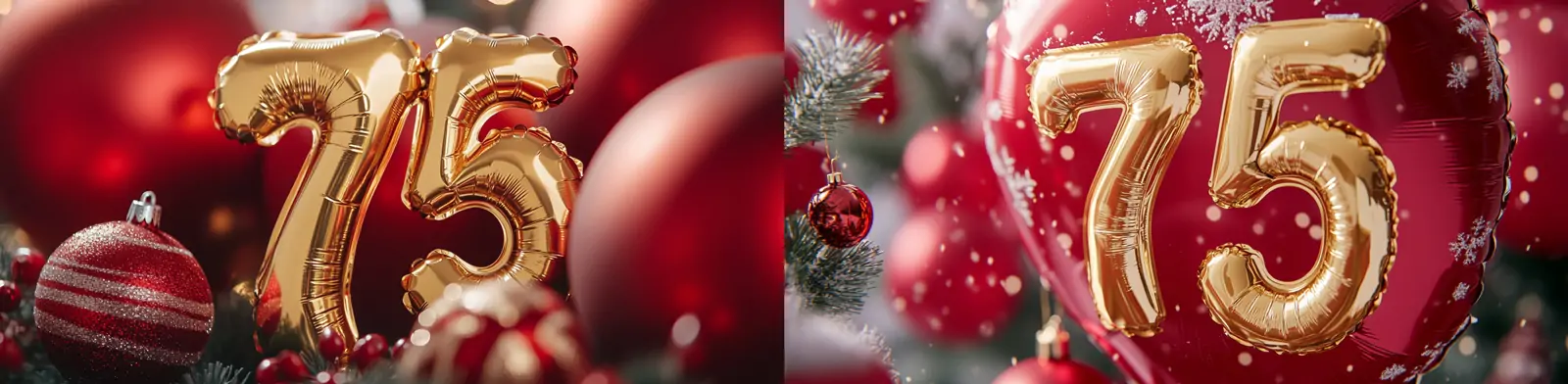 红色喜庆十一国庆节金色气球75周年立体数字庆祝摄影海报midjourney关键词咒语