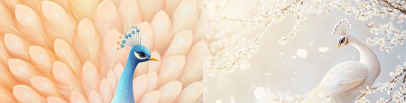 美丽优雅孔雀开屏多彩羽毛透明磨砂玻璃效果插图海报midjourney关键词咒语