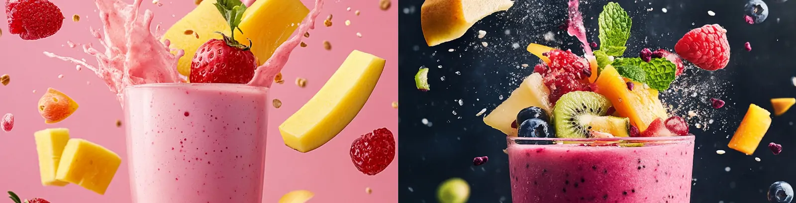 新鲜水果鲜榨果汁饮料奶昔冰沙广告摄影海报midjourney关键词咒语