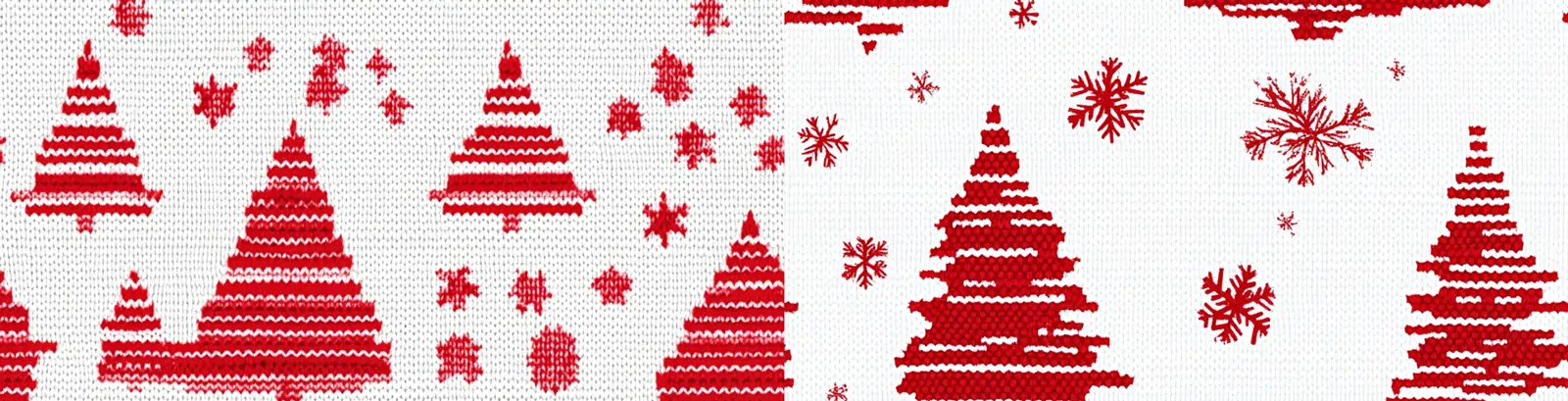 红色圣诞节圣诞树雪花无缝平铺花纹针织毛衣图案背景midjourney关键词咒语