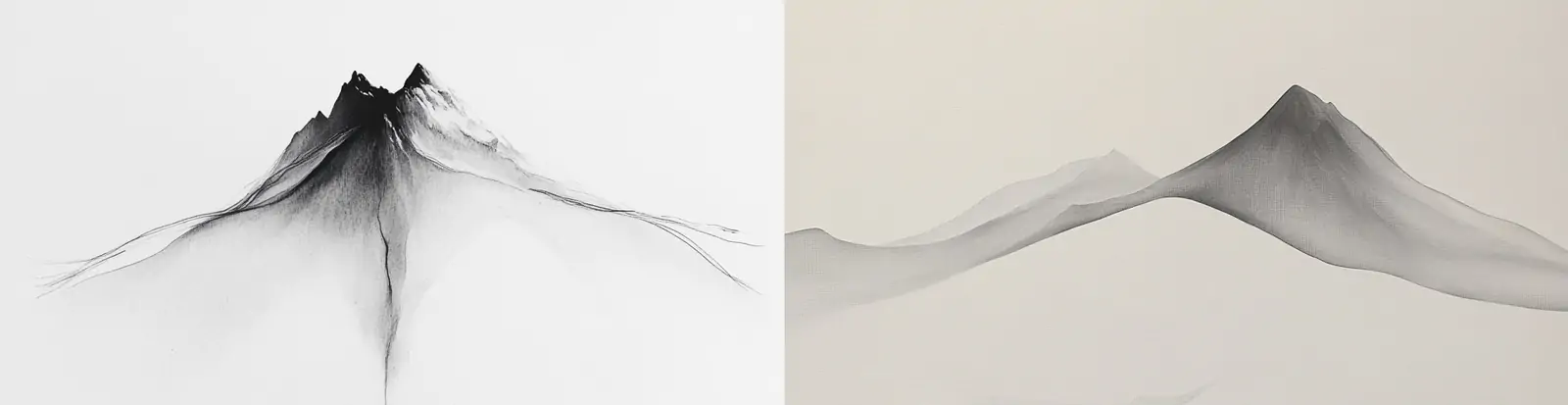 极简主义平静黑色自然山脉风景水墨画图案背景midjourney关键词咒语