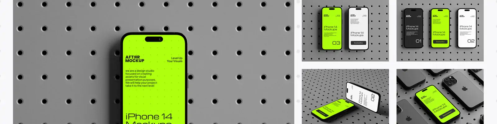 iPhone14移动手机效果展示样机贴图psd分层设计素材模版Mockup