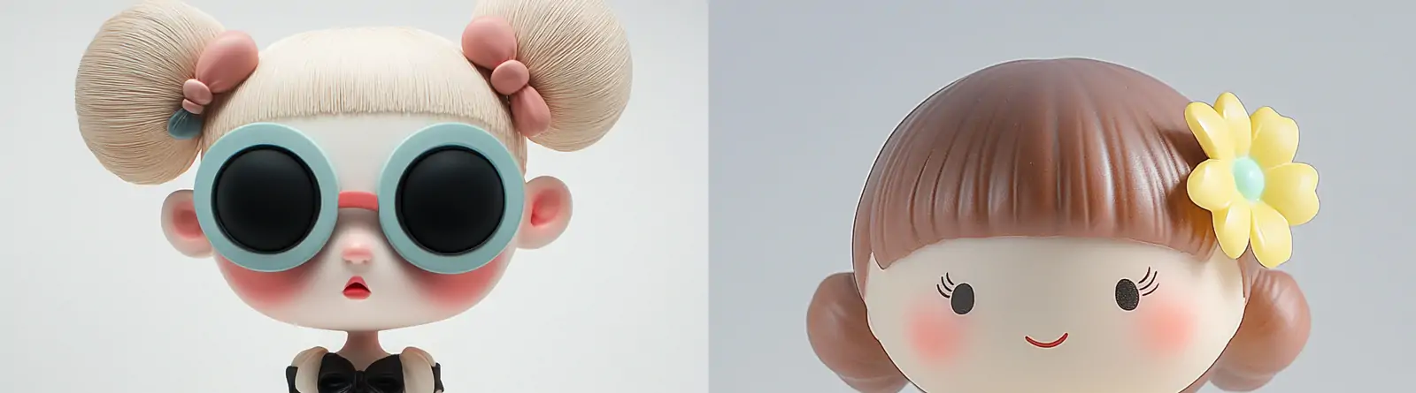 趣味可爱卡通女孩玩偶玩具盲盒模型产品广告海报midjourney关键词咒语