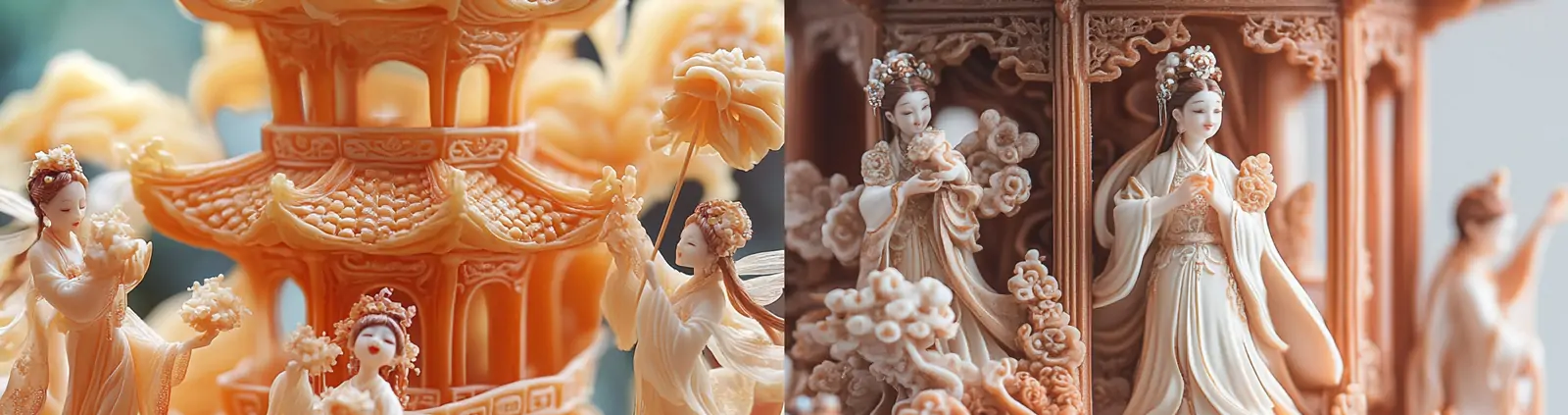 中秋节天宫仙女建筑庆祝雕刻花纹图案场景插图海报midjourney关键词咒语