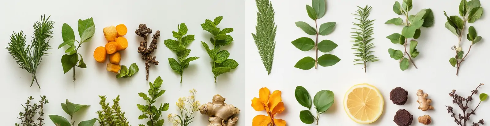 中草药香料植物生姜皂角山茶籽当归迷迭香何首乌薄荷人参甘草排列海报midjourney关键词咒语