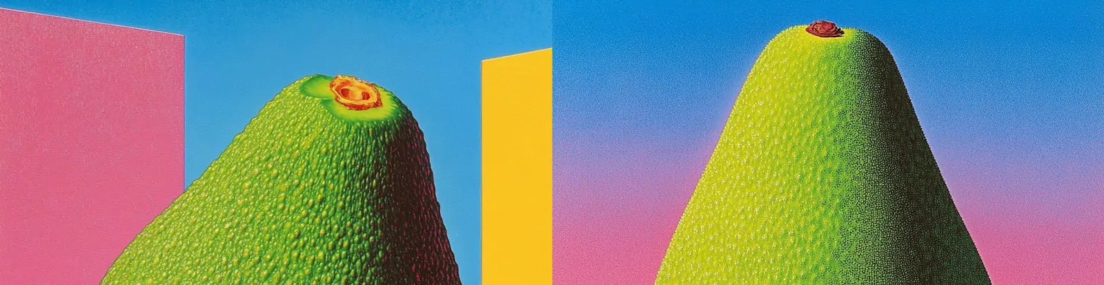 个性化彩色立体逼真绿色鳄梨牛油果世界模型插图海报midjourney关键词咒语