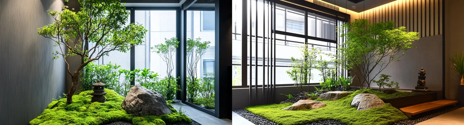 日式室内装修设计办公室角落苔藓花园植物装饰场景海报midjourney关键词咒语