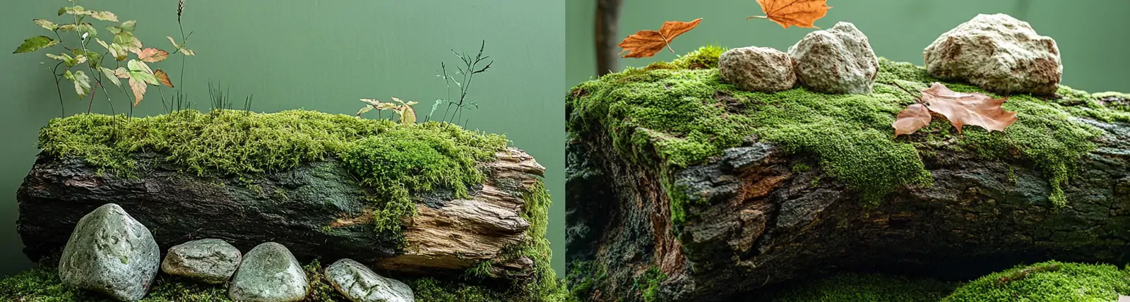 极简主义绿色岩石苔藓植物静物空间商业产品摄影海报midjourney关键词咒语