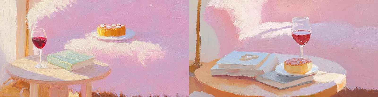 手绘复古印象派粉色沙发毛茸茸地毯温馨浪漫场景油画midjourney关键词咒语