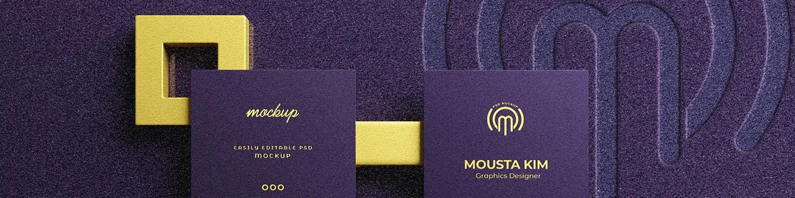高端商务紫金效果名片展示样机贴图psd分层设计素材模版Mockup