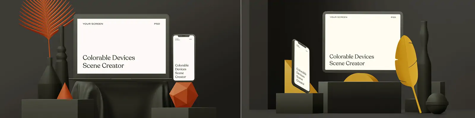 移动设备手机电脑场景模型创建样机贴图psd分层设计素材Mockup