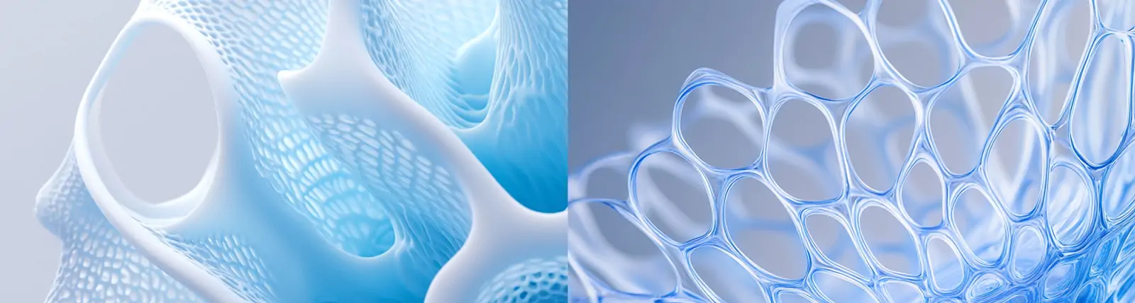 蓝色半透明复杂网状结构图案纹理医学分子结构特写海报背景midjourney关键词咒语