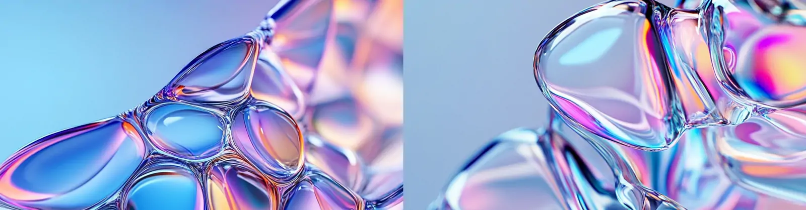 超现实未来主义彩色渐变透明水晶渐变霓虹色合成纤维海报背景midjourney关键词咒语